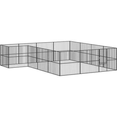 Maison Exclusive - Box per Cani 16 Pannelli Nero Acciaio Zincato