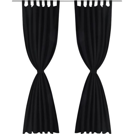 Tende Micro-Raso Nere 2 pezzi con Occhielli 140 x 175 cm