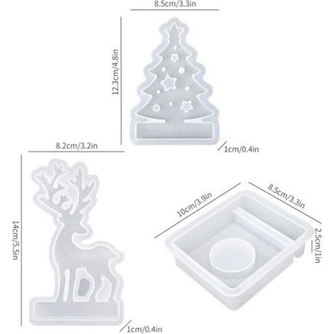 Moule En Silicone Pour Bougeoir - Forme De Cerf - Pour Fabrication De Bougeoirs Décoratifs - 3 Pièces (1/5)