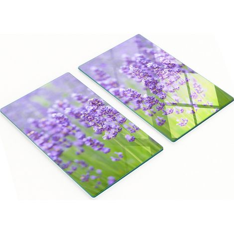 Tablas decorativas multifuncionales de cocina de vidrio templado color lavanda, 2x30x52 cm.