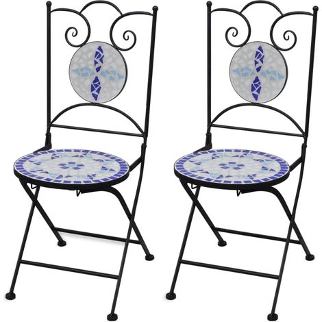 Bistrostühle Klappbar 2 Stk. Keramik Blau und Weiß CFW649181 (1/5)