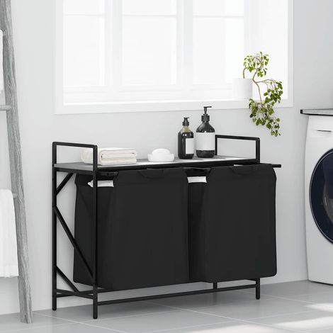 Wäschekorb 2 Fächer mit Ablage Grau Sonoma vidaXL (1/5)