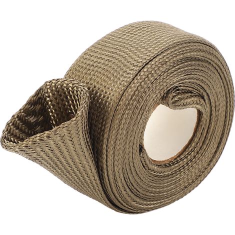 Gaine de protection thermique automobile 3 m (9,8 pi) 19 mm (0,75 po) en fibre de basalte tissée résistante aux hautes températures pour conduite de carburant et tuyau électrique automobile (1/5)