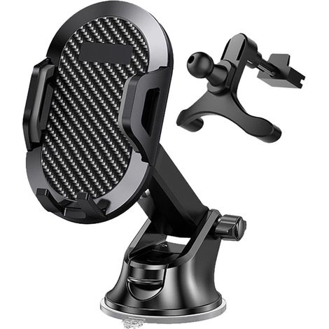 Support voiture fixation de téléphone style fibre carbone pour écran 4,77-7,2 pouces, par ventouse