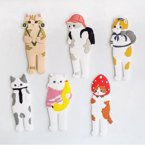 6 Crochets Magnetiques Chat Refrigerateur Bureau Tableau Blanc Porte-Cles Motif Aleatoire (1/4)