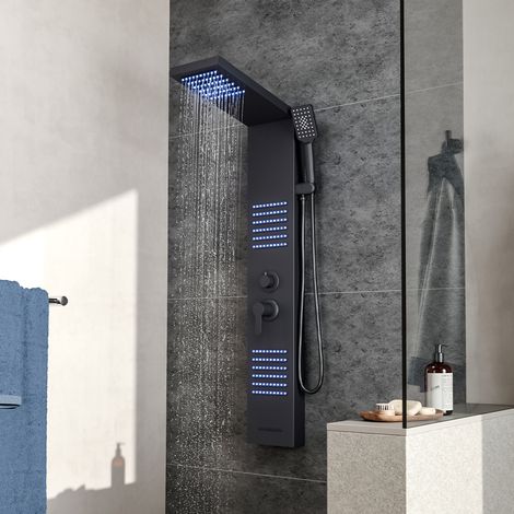 Wall Mount Thermostatic Mixer Shower Panel with LED Lights (1/5)