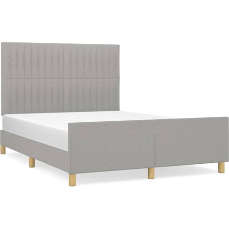 Lit adulte pour 2 personnes avec tête de lit, Structure de lit, Assemblage Facile, Gris clair 140x200 cm OIB9802E (1/5)