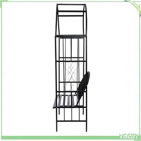 Voûte de jardin avec banc - FAFEICY - 40545 - 114×57×210 cm - Noir - Métal revêtu (1/4)