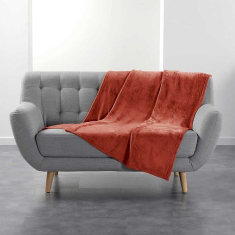 Plaid Uni en Flanelle "Flanou" 125x150cm Terracotta (1/3)