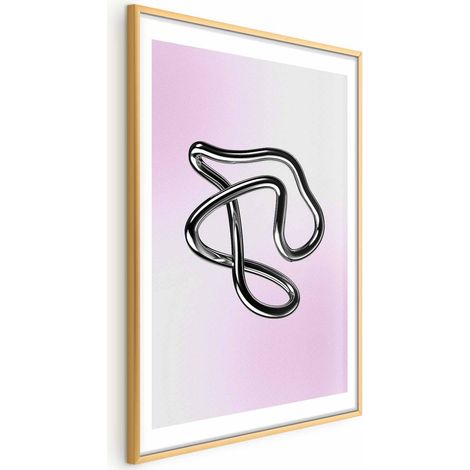 Poster – Silberne Feinheiten – eine fließende, metallische Figur auf einem Farbverlaufshintergrund (1/4)