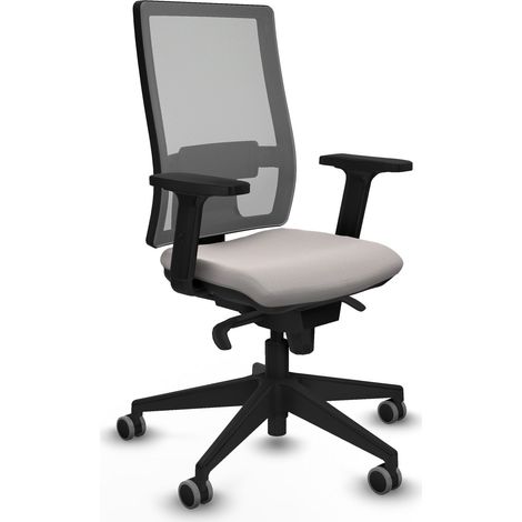 Horna sincro malla gris similpiel blanco brazos 2D base piramidal ruedas 65mm engomadas (1/5)