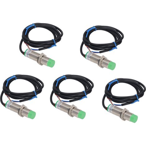 5 Stück Näherungssensor, 8 mm Erfassungsabstand, 2-adrig, normalerweise geschlossen, Näherungsschalter-Detektor, 90–250 V AC, M18x1 (1/5)