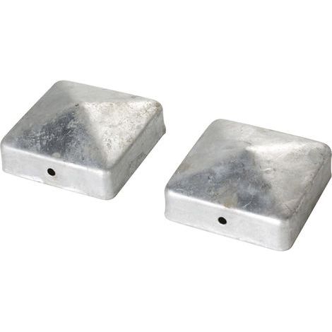 Sud Bois – Chapeau de poteau carré pyramide 71x71mm – Zingué à chaud pour poteaux 69x69mm et 70x70mm – Lot de 2 – Fixation par vis