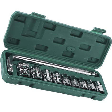 Jeu de 9 douilles à cliquet 1/2 pouce, 10 pièces, acier carbone, traitement anticorrosion, outillage de réparation automobile (1/5)