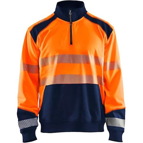 Sweat shirt col camionneur haute visibilité Blaklader Classe 2 Orange / Marine M (1/4)