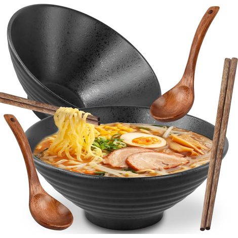 2 Ensemble De Bols Ramen En Céramique Avec Baguettes Et Cuillère, 2×1000ml Bol à Soupe Ramen Japonais en Porcelaine, Grandes Saladier, Bol de Nouilles, de Céréales, (1/5)