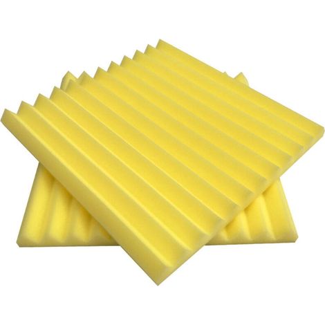 Paquet de 12 panneaux acoustiques, panneaux en mousse acoustique 30 x 30 x 2,5 cm, rembourrage insonorisé haute densité, jaune (1/5)