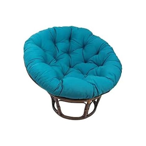 Fauteuil Papasan Rotin Naturel différent Coloris (Rotin Foncé, Coussin Bleu) (1/2)