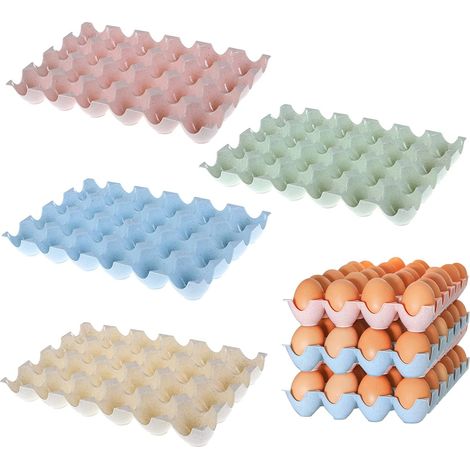 4-teiliges Eierkarton-Set, Eierkarton aus Kunststoff, Eieraufbewahrungsbox, stapelbare, rutschfeste Eieraufbewahrungsbox für den Kühlschrank in der Küche, fasst 24 Eier (1/5)