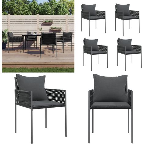 Gartenstühle mit Kissen 4 Stk. Schwarz 54x61x83 cm Poly Rattan - Gartenstuhl - Outdoor Möbel - Terrassentisch - Balkonmöbel - Esszimmerset - Home & Living (1/5)