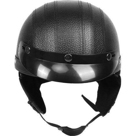Casque Moto PU Noir Homme Femme Unisexe avec Lunettes Protection Conduite Taille Unique (1/5)