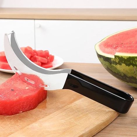 Coltello per anguria – Affettatrice per frutta in acciaio inox – Coltello per melone con lama ad angolo retto – Coltello multifunzionale per papaya, frutto del drago, melone cantalupo – 19,5 cm (1/3)