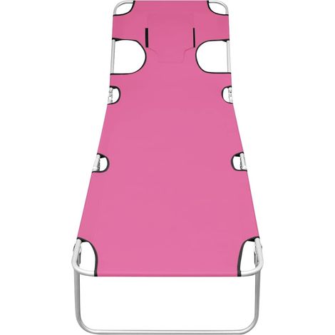 Maison Exclusive - Lettino Prendisole Pieghevole con Poggiatesta Acciaio Magenta (1/5)