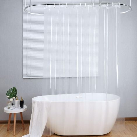 Rideau de Douche Anti-moisissure 180 x 200 cm – Imperméable – EVA Transparent – avec Anneaux – Rideau de Douche Transparent – Shower Curtain (1/3)