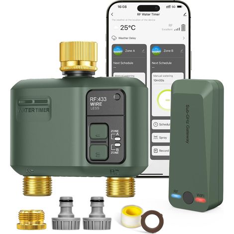 Programmateur Arrosage Automatique WiFi Connecté avec 2 Voies Retard (1/5)