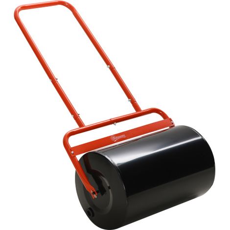 Rodillo para césped de 50 cm de ancho, rodillo de jardín rellenable con 38 L de agua/62 kg de arena, rodillo manual con mango en forma de U, rodillo de acero para césped, rodillo agrícola, rojo, dispo (1/5)