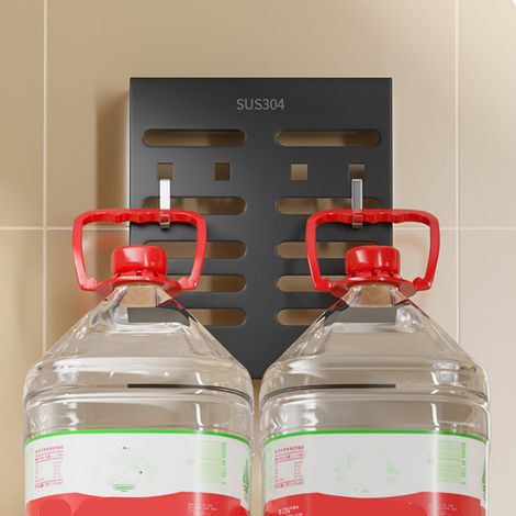 Porte-couteaux de cuisine, support mural multifonctionnel en acier inoxydable pour couteaux, cuillères et baguettes, rangement intégré pour couteaux et baguettes, noir. (1/5)