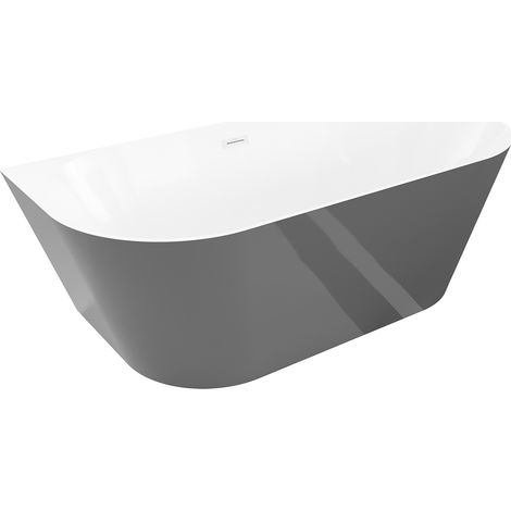 Mexen Oval Slim freistehende Eckbadewanne 170 x 80 cm, weiß/grau, weißer Überlauf - 52661708062-20 (1/5)