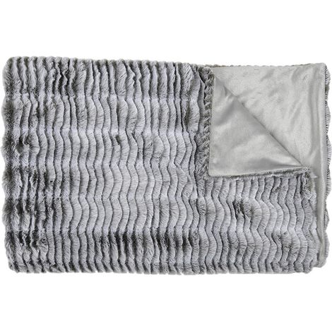 Plaid Ultra Doux 120x150cm Imitation Fourrure Vague Coloris Gris (1/5)