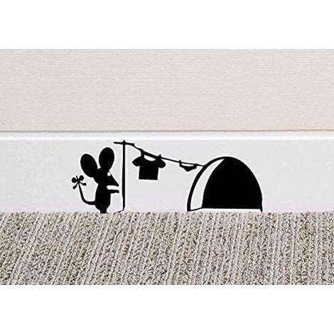 CSPARKV 18x7cm Autocollant mural en vinyle représentant une trou-maison de souris, pour plinthe (1/5)