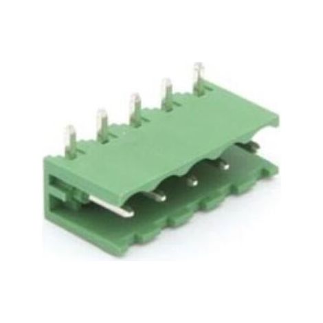 Bornier Male Coude - 5 Pôles - Pas 5 08 Mm - Pour Câbles 12 Awg - 300 V 10 A - Vert - 1 Pièce (1/2)