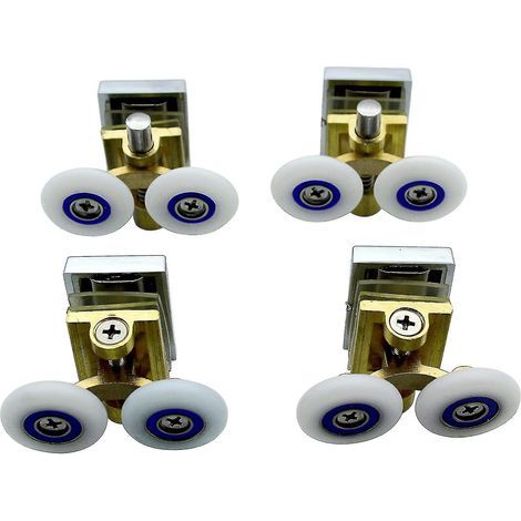 Lot de 4 roulettes pour porte de douche - Roulettes de douche - Roulettes pour rail coulissant - Bras de support en laiton avec roues de 25 mm pour cabine de douche, salle de douche (1/4)
