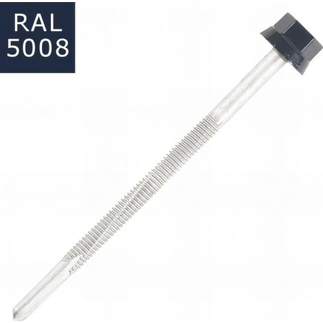 Vis bac acier SCELL-IT sommet nervure Support métal IPN - Ø5.5 x 85 mm - TH12 - Bleu gris RAL5008 - Sachet de 100 - ZTP-55085-5008