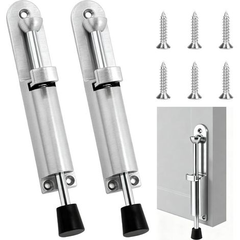 2 x Door Stoppers with Control,Zinc Alloy Floor Door Stopper,Spring Door Stop for Indoor and Outdoor,Stainless and Stable (1/5)
