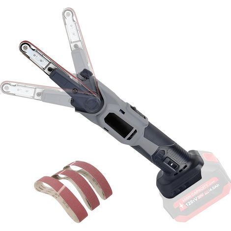 Ponceuse à bande sans fil compatible avec Makita 18V, ponceuse électrique multifonction 10x330mm avec 3 bandes abrasives, 6 vitesses, inclinaison 35° (batterie non incluse)
