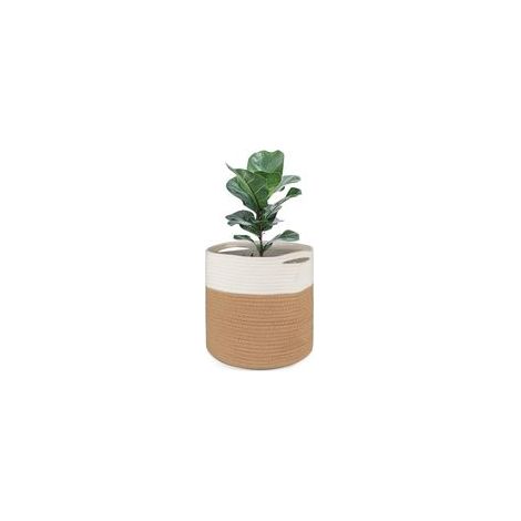 20cm Pot de Fleurs de avec Doublure, Panier de Rangement tissé en Coton Cache Pot Plante Interieur pour Plantes d'intérieur, Pot de Fleurs et décoration de la Maison