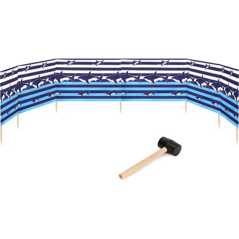 Garronda Strand Windschutz Sichtschutz 8m lang Plus Gummihammer GAEX001 (Streifen/Haie, 8 m) (1/5)