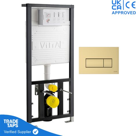 VitrA 1.12cm Cistern Frame with Loop Square Flush Plate - Soft Gold
