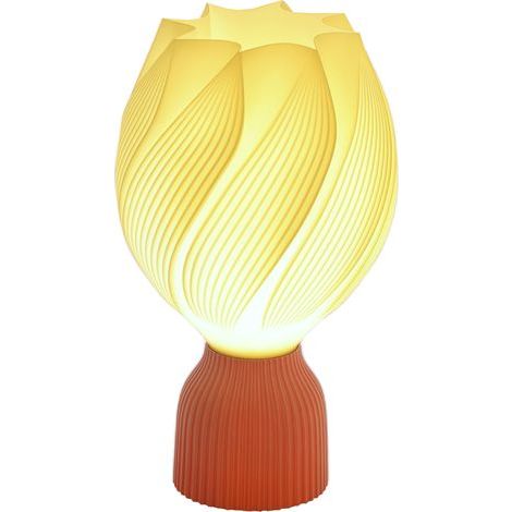 Lampe de table LED 3D à motif pétale, lumière chaude pour table de chevet et bureau, Ø 16,5 x 28 cm, blanc et terracotta (1/5)