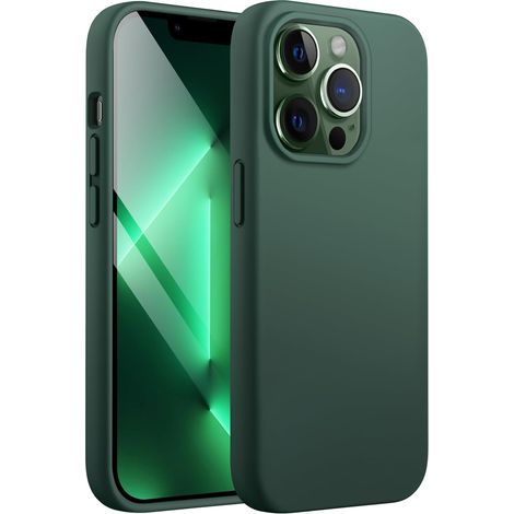 Silikonhülle für iPhone 13 Pro Max 6,7 Zoll, Rundumschutzhülle mit seidiger Haptik, weichem Mikrofaserfutter, stoßfest (Mitternachtsgrün) (1/5)