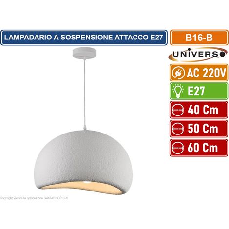 UNIVERSO B16-B LAMPADARIO A SOSPENSIONE EFFETTO PIETRA ATTACCO E27 DIAMETRO 40CM - 50CM - 60CM - Diametro:Ø 40cm (1/5)