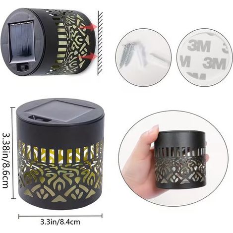Set di 2 luci solari da esterno, lampade solari, illuminazione da giardino, illuminazione solare decorativa, luci a LED da giardino per patii e giardini, in ferro, nere (1/5)
