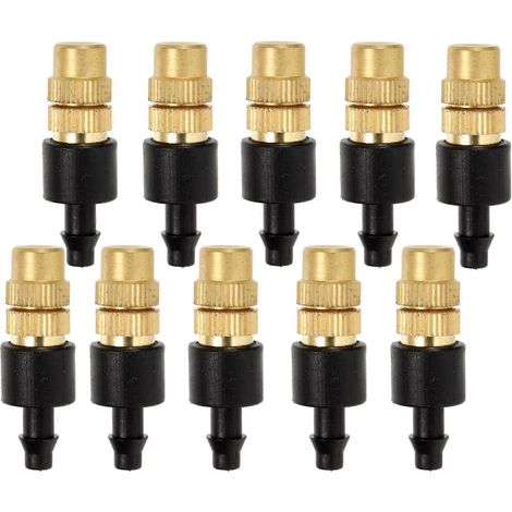 10Pcs Adjustable Misting Nozzle Copper Irrigation for Garden Hose Cooling and Water Saving (1/5)