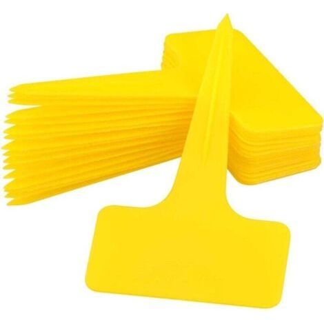 ALLIANDIS100 Pcs 6 x10cm-Jaune Plastique Plante T-Type Étiquettes Pépinière Jardin Étiquettes (1/4)