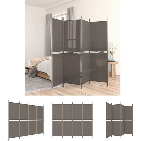 Anthrazit - vidaXL 4-tlg. Paravent Anthrazit 200x200 cm Stoff - Wohnzimmer (1/5)