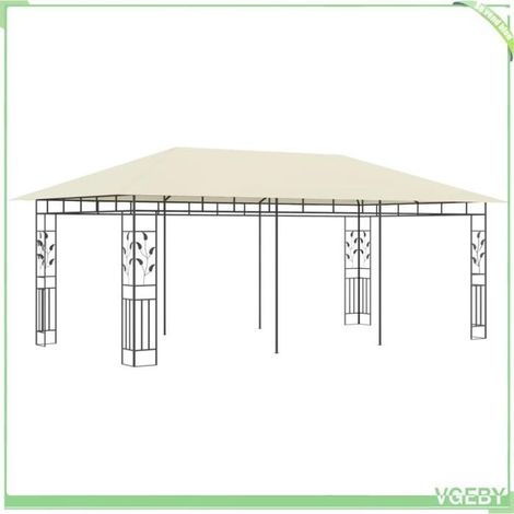 Belvédère de jardin - FAFEICY - 47971 - 6 x 3 x 2,73 m - Avec moustiquaires - Crème (1/5)